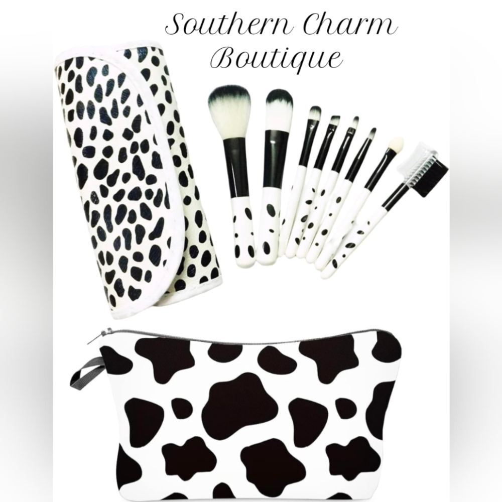 🆕 Cowgirl Print Makeup Bag & Brushes
